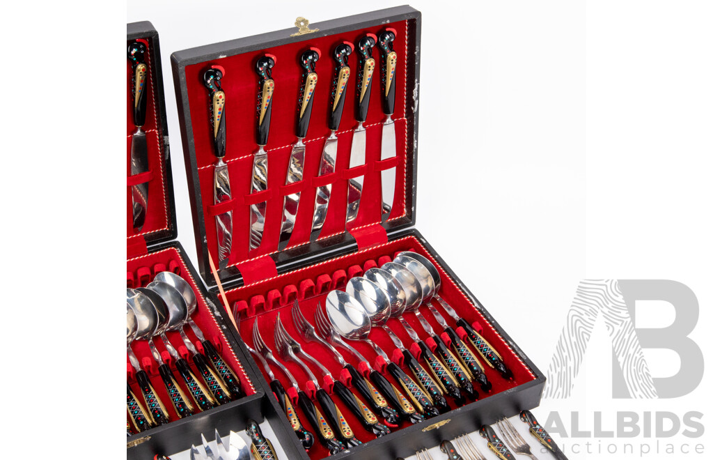 Two Boxed S & A Haddad Jezzine Cutlery Sets with Extra Cutlery