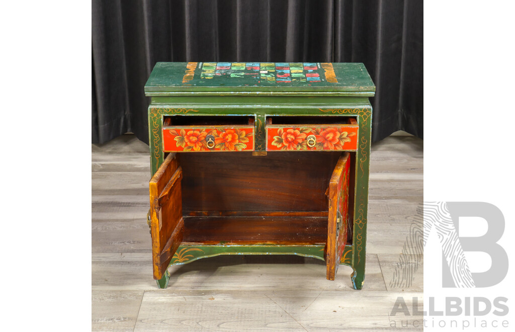 Hand Painted Oriental Side Cabinet