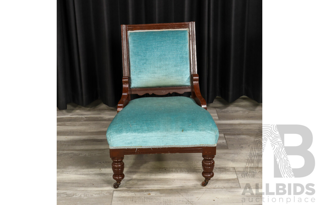 Late Victorian Mahogany Upholstered Grandmother Chair