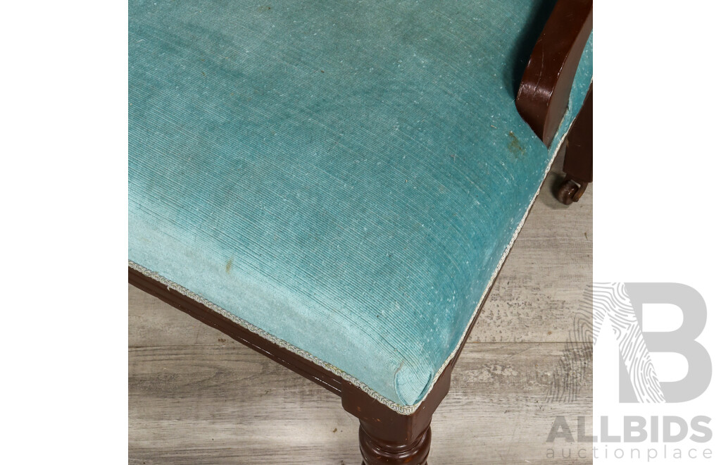 Late Victorian Mahogany Upholstered Grandmother Chair