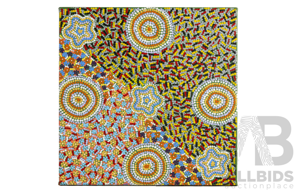 Beverlina Napurrula Nelson, (20th Century, Indigenous-Australian), Celestial Dreaming, Original Acrylic on Canvas, 45 x 45 cm