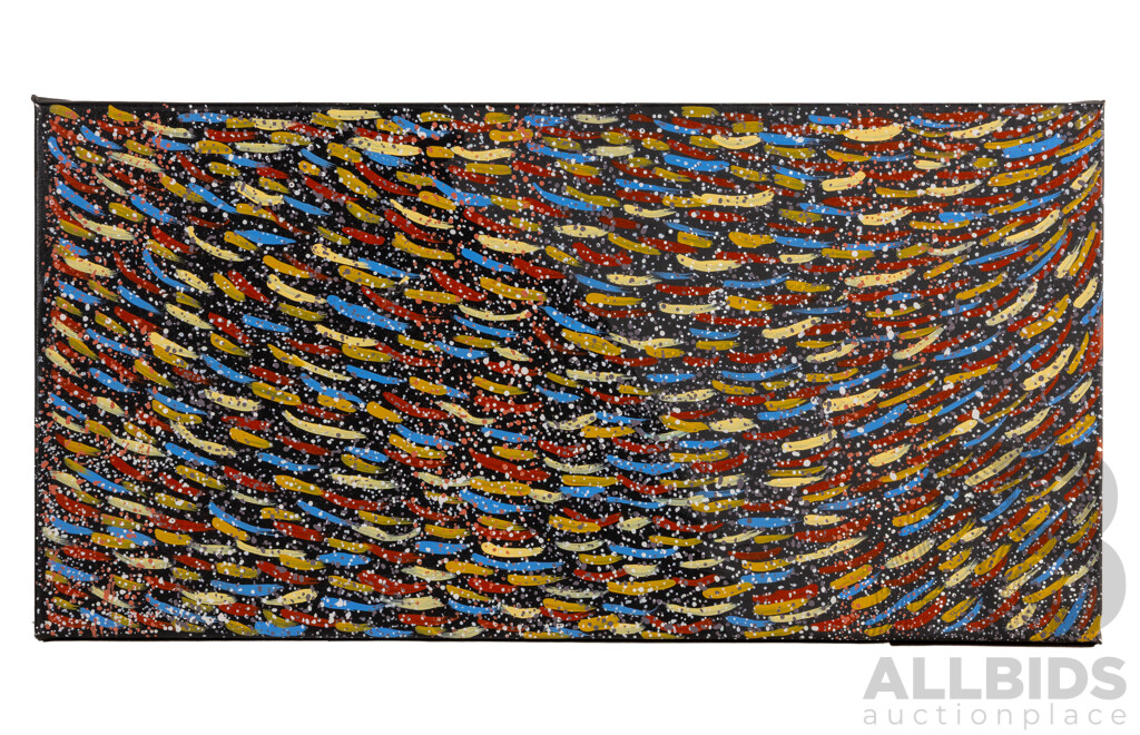 Genevive Kemara Loy (20th Century, Indigenous-Australian, 1982-), Bush Medicine, Original Acrylic on Canvas, 61 W x 31 H cm
