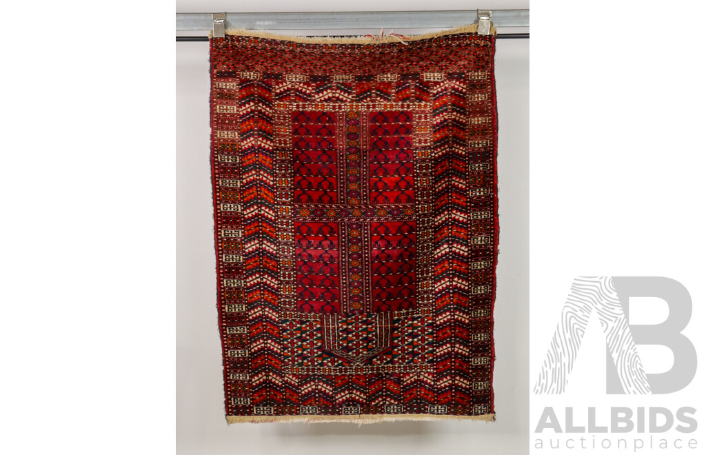 Hand Knotted Tekke Turkmen Ensi Prayer Rug