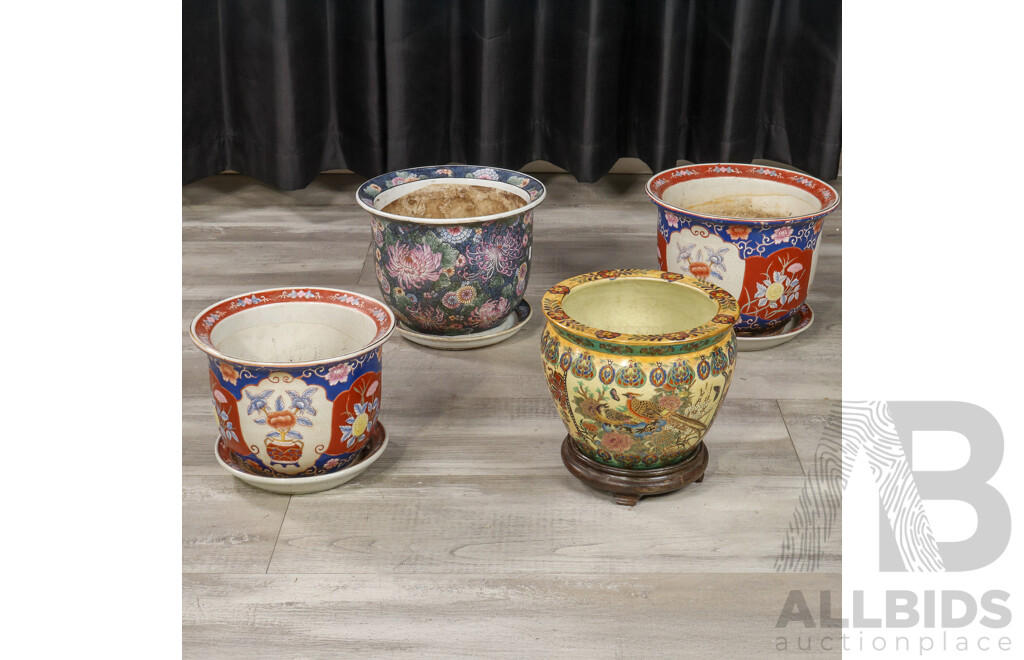 Collection of Four Various Chinese Ceramic Jardinier's (4)