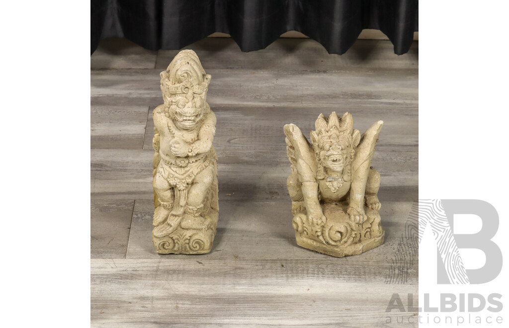 Pair of Pressed Clay Garden Figures