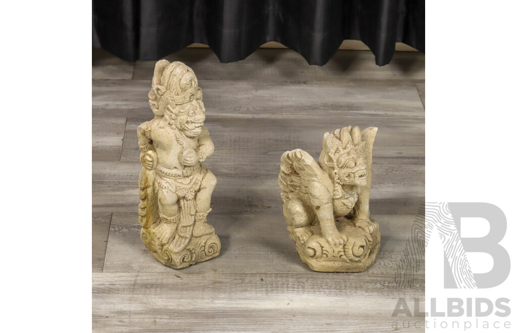 Pair of Pressed Clay Garden Figures
