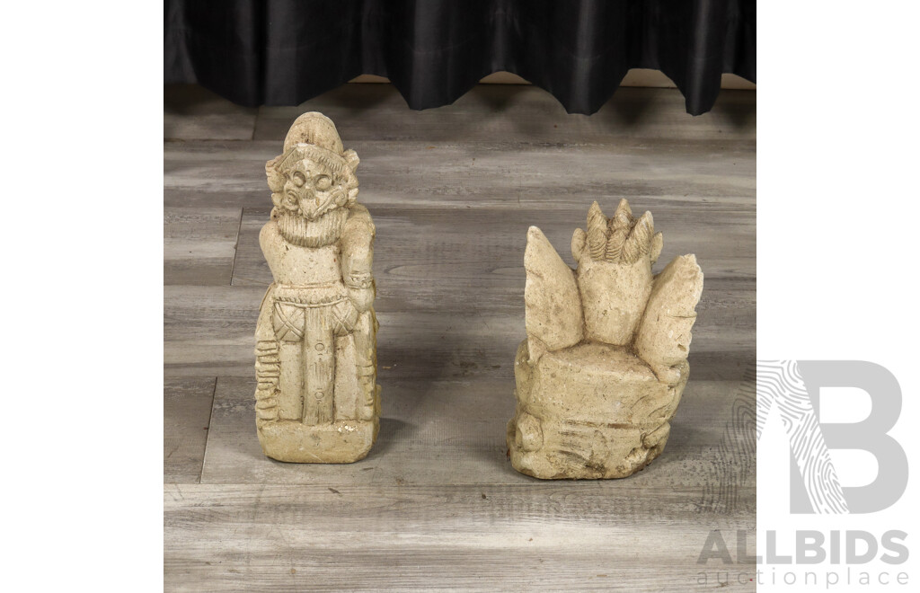 Pair of Pressed Clay Garden Figures