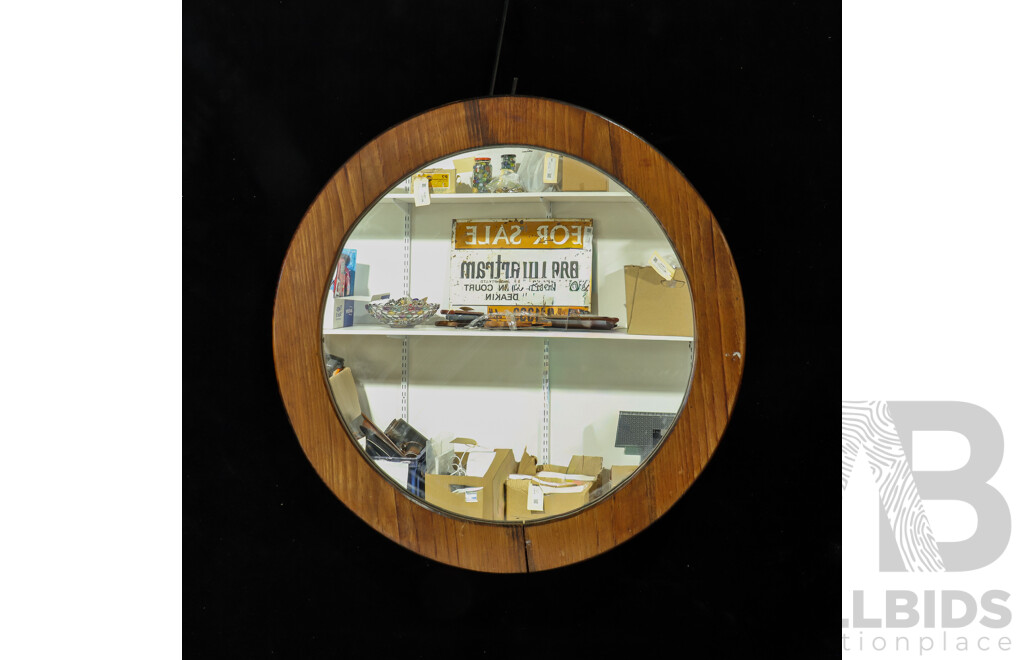 Wooden Round Mirror