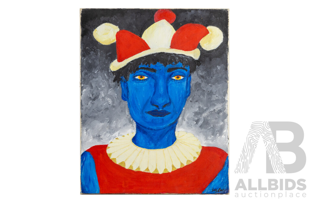 Jacky Claff, (20th Century, Australian), Jester (2000), Original Oil on Linen Cloth, 50 x 40 cm