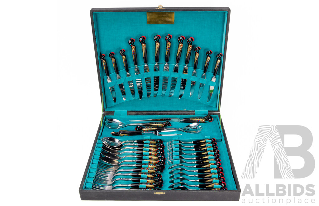 Vintage 40 Piece Haddad Jezzin Cutlery Set in Timber Canteen