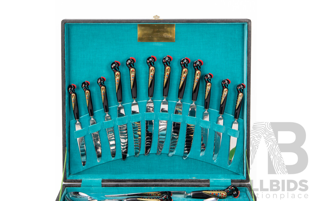 Vintage 40 Piece Haddad Jezzin Cutlery Set in Timber Canteen