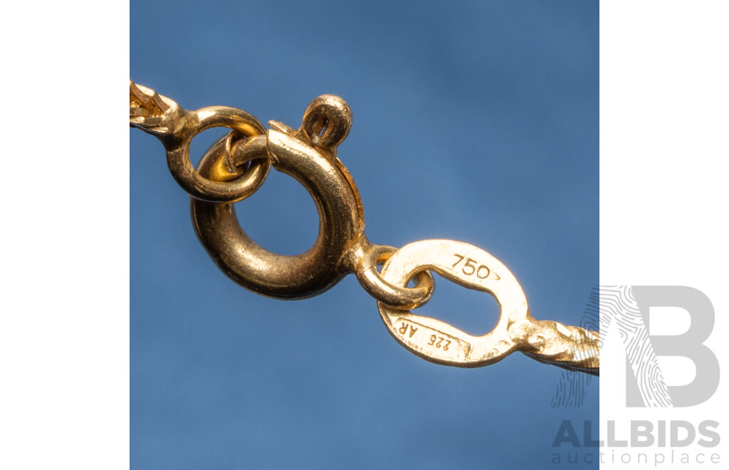 18ct Yellow Gold Chain & Pendant with Jade Islamic Amulet Pendant. Length - 59.5cms