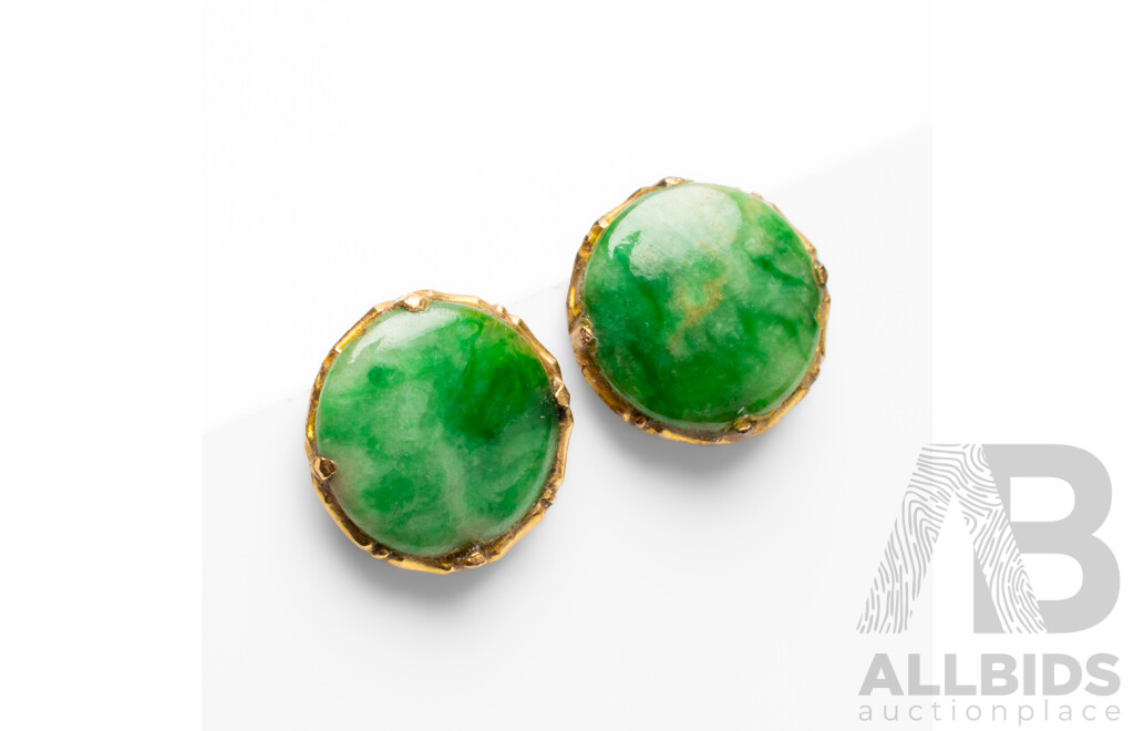 22ct Gold Jade Bracelet & 18ct Yellow Gold Jade Earrings