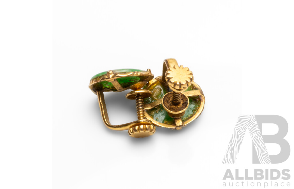 22ct Gold Jade Bracelet & 18ct Yellow Gold Jade Earrings