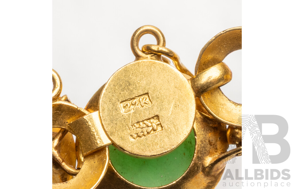 22ct Gold Jade Bracelet & 18ct Yellow Gold Jade Earrings