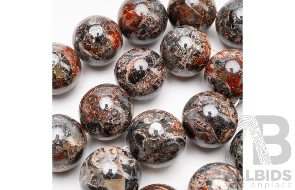 Polished Leopard Skin Jasper Necklace. Length - 50cms
