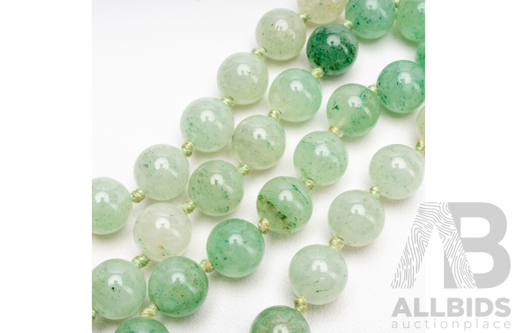 Polished Round Bead Green Aventurine Necklace. Length - 52.5cms