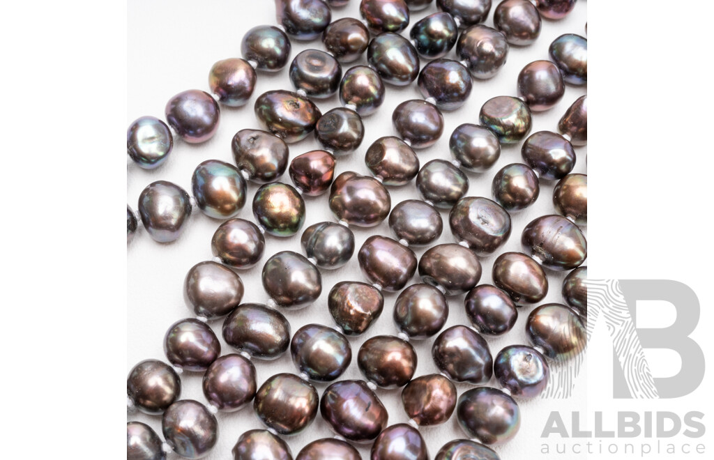 Long Strand Purple Freshwater Pearl Necklace. Length - 161cms