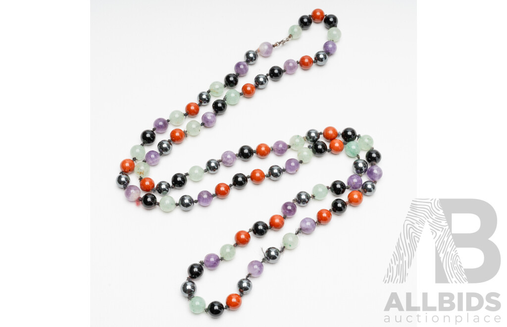Polished Multi Gemstone Necklace. Length - 89cms