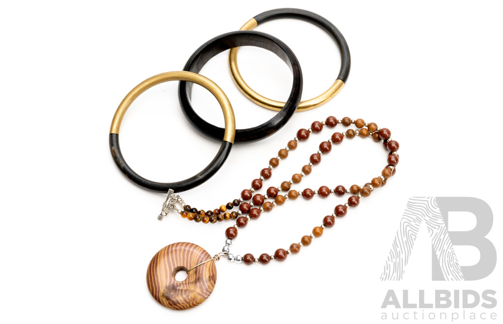 Collection of Wood & Metal Jewellery - Lot of 4