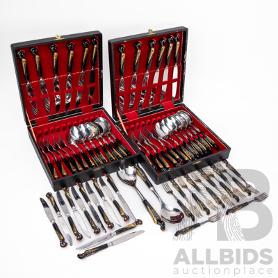 Two Boxed S & A Haddad Jezzine Cutlery Sets with Extra Cutlery