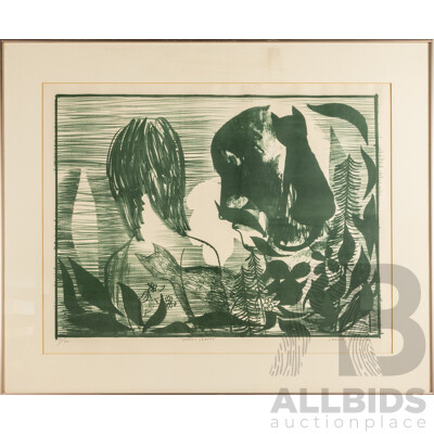 Charles Blackman OBE (20th Century, Australian, 1928-2018) Moon-Leaves, Wonderful Original Signed & Editioned Lithograph, 90 x 109 cm