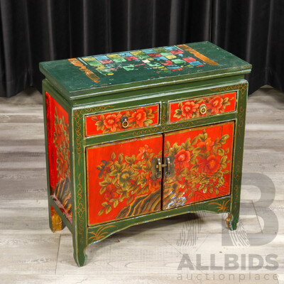 Hand Painted Oriental Side Cabinet