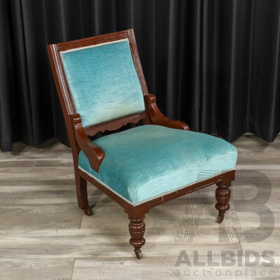 Late Victorian Mahogany Upholstered Grandmother Chair