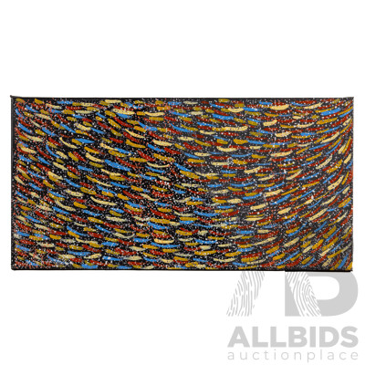 Genevive Kemara Loy (20th Century, Indigenous-Australian, 1982-), Bush Medicine, Original Acrylic on Canvas, 61 W x 31 H cm