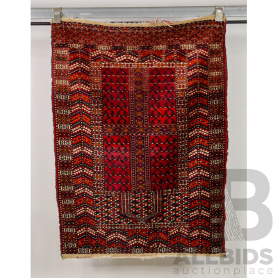 Hand Knotted Tekke Turkmen Ensi Prayer Rug
