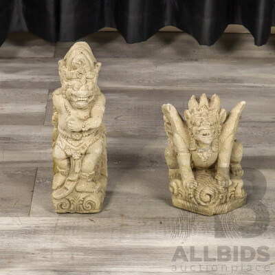 Pair of Pressed Clay Garden Figures