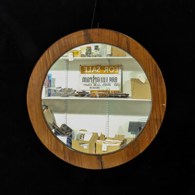 Wooden Round Mirror