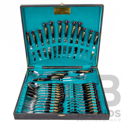 Vintage 40 Piece Haddad Jezzin Cutlery Set in Timber Canteen