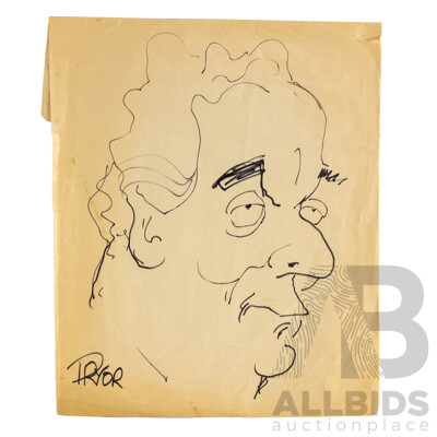 Geoff Pryor, (20th Century, Australian, 1944-), Hand Drawn Portrait of Gough Whitlam, Pen and Paper, 38H x 30W cm (sheet)