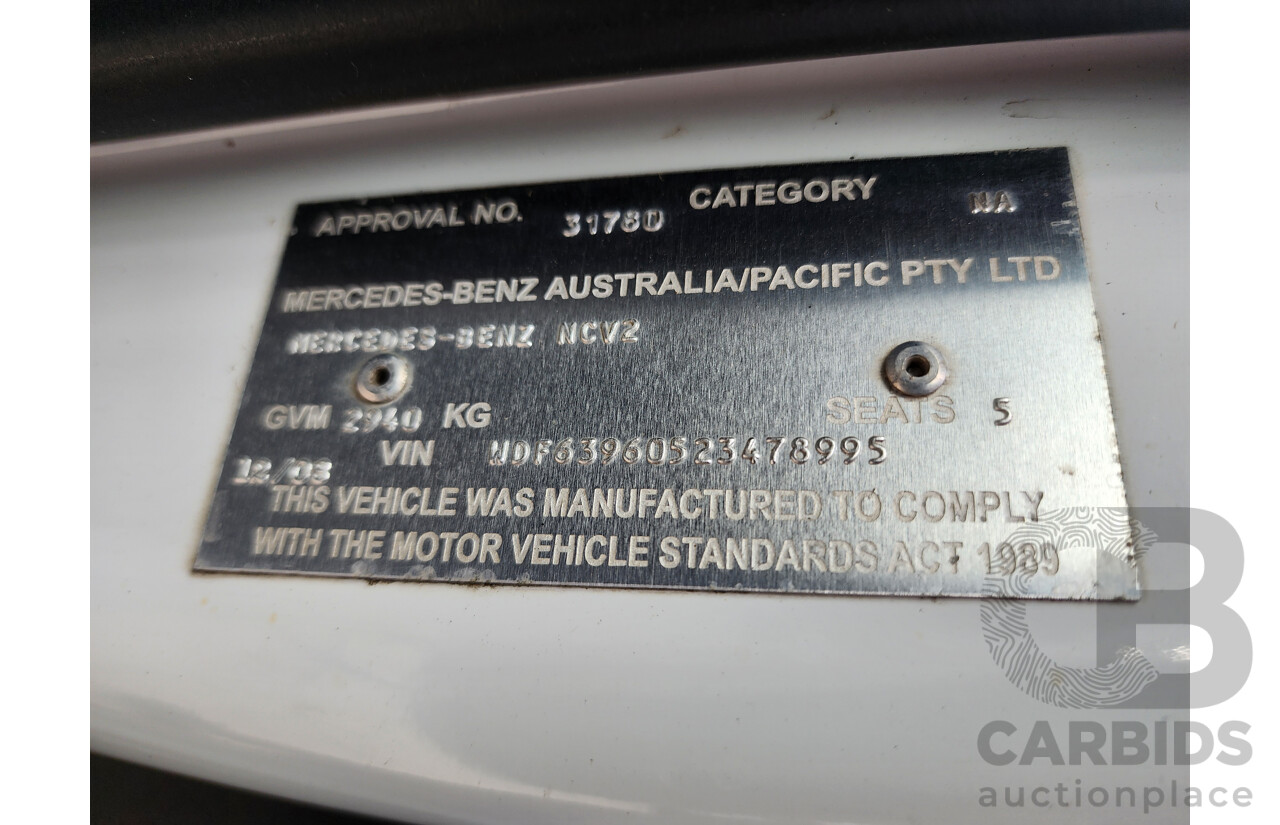 12/2008 Mercedes-Benz Vito 120cdi Extra LONG MY08 2d Van White 3.0L