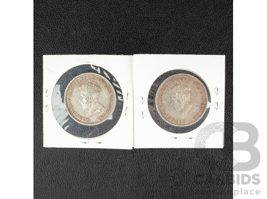 Two Australian 1927 KGV Silver Florins, Commemorative Parliament House .925