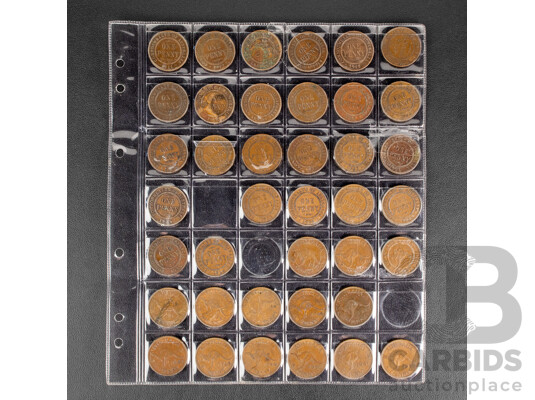 Australian Penny Collection Including 1925 and 1946, Consecutive 1911 to 1964, Lacking 1930
