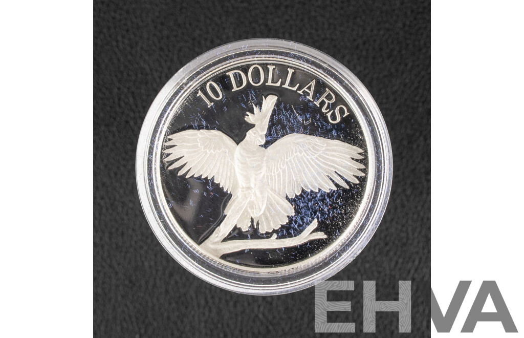 Australian RAM 1990 Silver Piedfort Ten Dollar Coin, Birds of Australia, Cockatoo .925