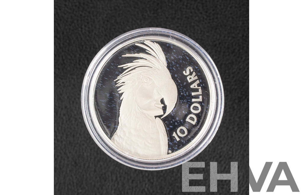 Australian RAM 1993 Ten Dollar Silver Piedfort Coin, Palm Cockatoo .925