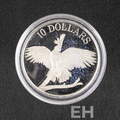 Australian RAM 1990 Silver Piedfort Ten Dollar Coin, Birds of Australia, Cockatoo .925