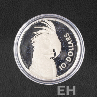 Australian RAM 1993 Ten Dollar Silver Piedfort Coin, Palm Cockatoo .925