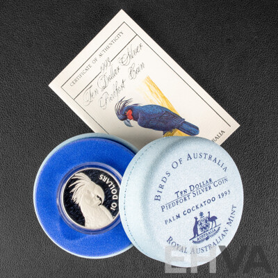 Australian RAM 1993 Ten Dollar Silver Piedfort Coin, Palm Cockatoo .925