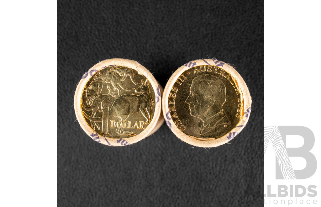 Two Australian RAM 2023 UNC One Dollar Coin Rolls