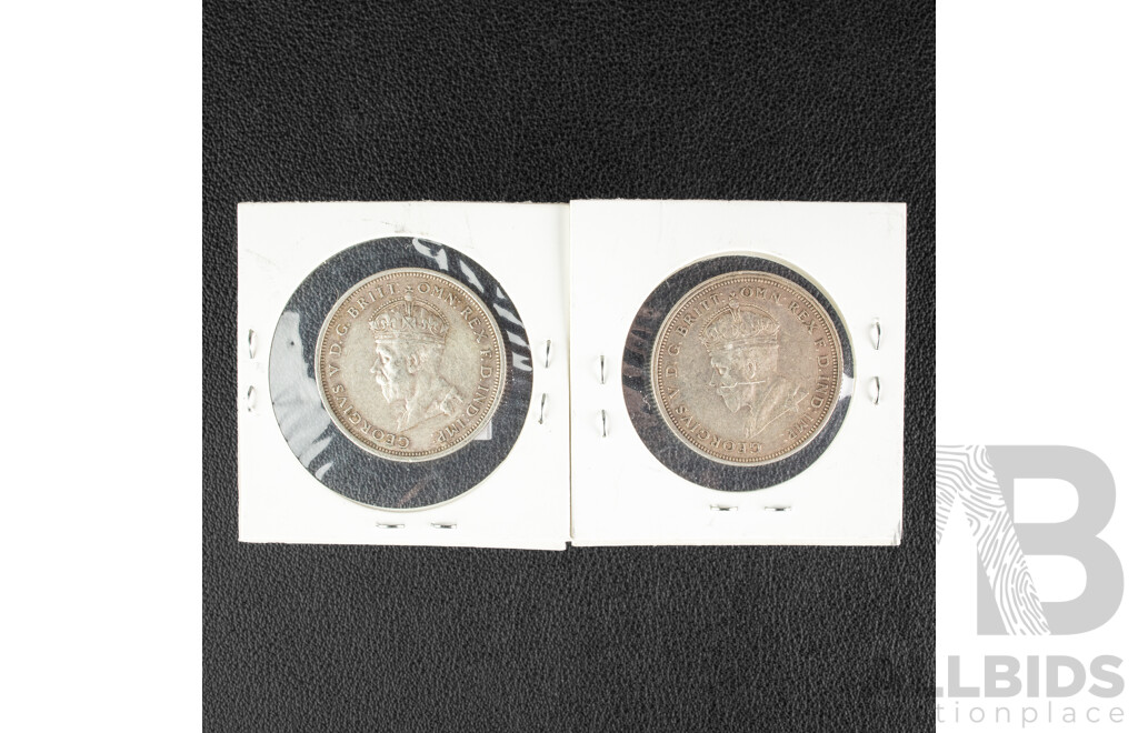 Two Australian 1927 KGV Silver Florins, Commemorative Parliament House .925
