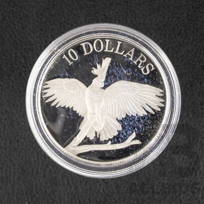 Australian RAM 1990 Silver Piedfort Ten Dollar Coin, Birds of Australia, Cockatoo .925
