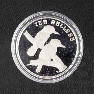 Australian RAM 1989 Silver Piedfort Ten Dollar Coin, Birds of Australia, Kookaburra .925