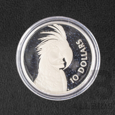 Australian RAM 1993 Ten Dollar Silver Piedfort Coin, Palm Cockatoo .925