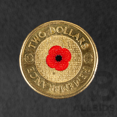 Australian 2012 Two Dollar Coin, Remembrance 'Red Poppy'