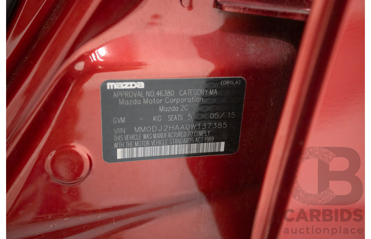 05/2015 Mazda Mazda2 NEO DJ 5D Hatchback Soul Red 1.5L