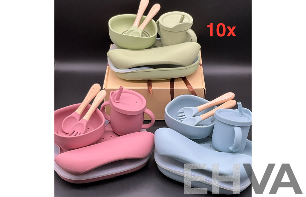 Silicone Baby Feeding Set with Gift Box - Lot of 10